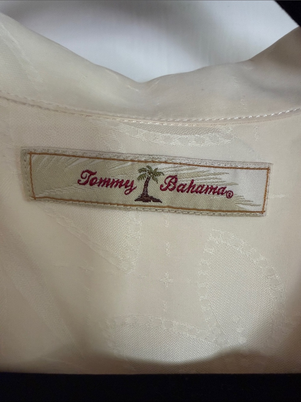 Tommy Bahama Cream Tropical Button-Down Short Sleeve Shirt - Picture 2 of 8